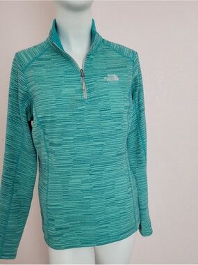 The North Face Womens 1/4 Zip Pullover Aqua Turquoise Textured Activewear Size S